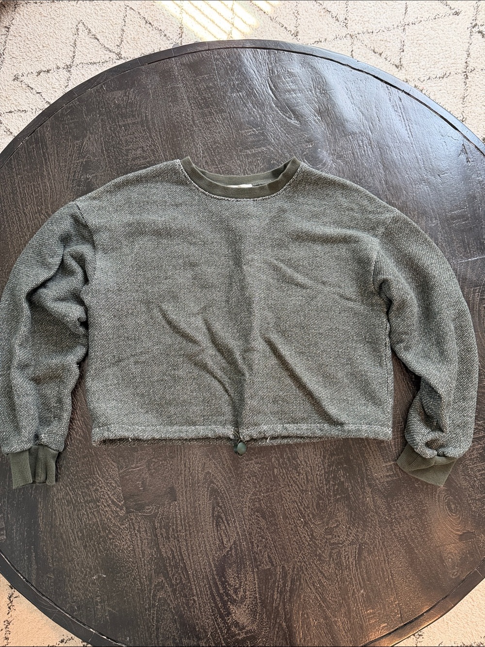 URBAN Romantics Olive Green Cropped Crewneck Sweater